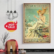 Just A Mermaid Who Loves Sewing Poster