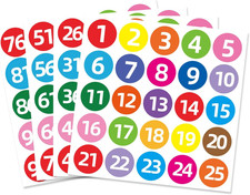 STARLIBOO Color Consecutive Number Stickers 1-100, 1.5 Inch Vinyl Self Adhesive