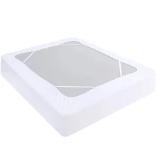 Box Spring Cover Queen Size, Elastic Fabric Wrap Around 4 Sides Bed Skirt,