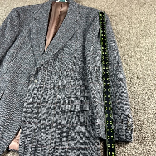 Vintage Evan-Picone LambsWool Blend Tweed Sport Coat Gray Herringbone Size 42R - Picture 5 of 15