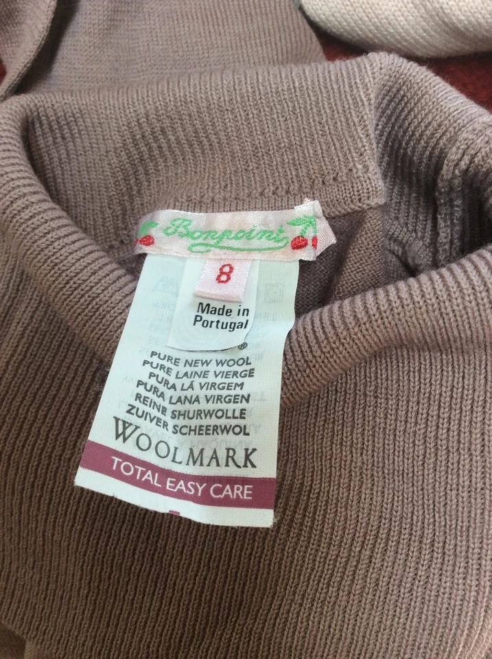 Suéter BONPOINT CUELLO ALTO DELICADO 100% LANA Top Niñas 8 6/7 Portugal Rosa  Foto 2 de 2