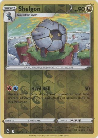 SHELGON 108/203 EVOLVING SKIES POKEMON (REVERSE HOLO, NM)