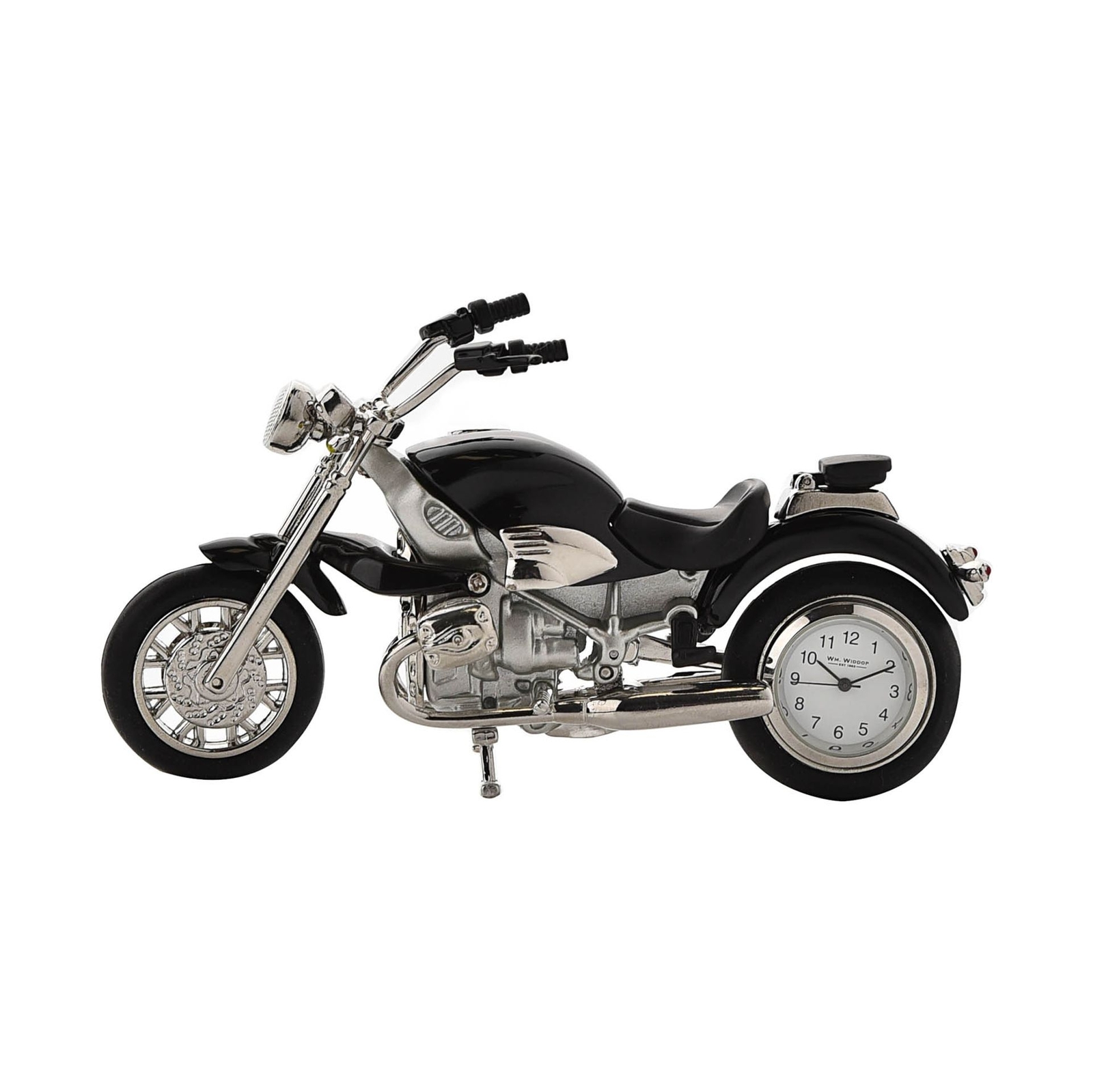 Wm Widdop Miniature Clock - Black Motorbike