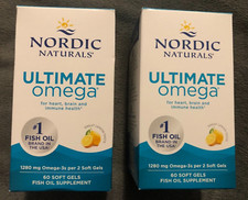 New Lot Of 2 Boxes Nordic Naturals Ultimate Omega 1280 mg 60x2 120 Gels 8/2027