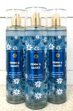 3 Bath  Body Works DENIM  DAISIES Fragrance Mist 8oz LOT/SET of 3