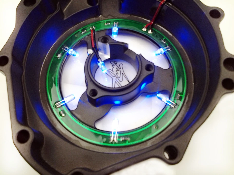 Cubierta LED azul transparente del estator del motor apta para SUZUKI GSX1300R Hayabusa 99-21 Foto 4 de 4