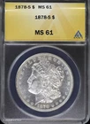 1878-S $1 Morgan Silver Dollar ANACS MS 61 | Uncirculated UNC