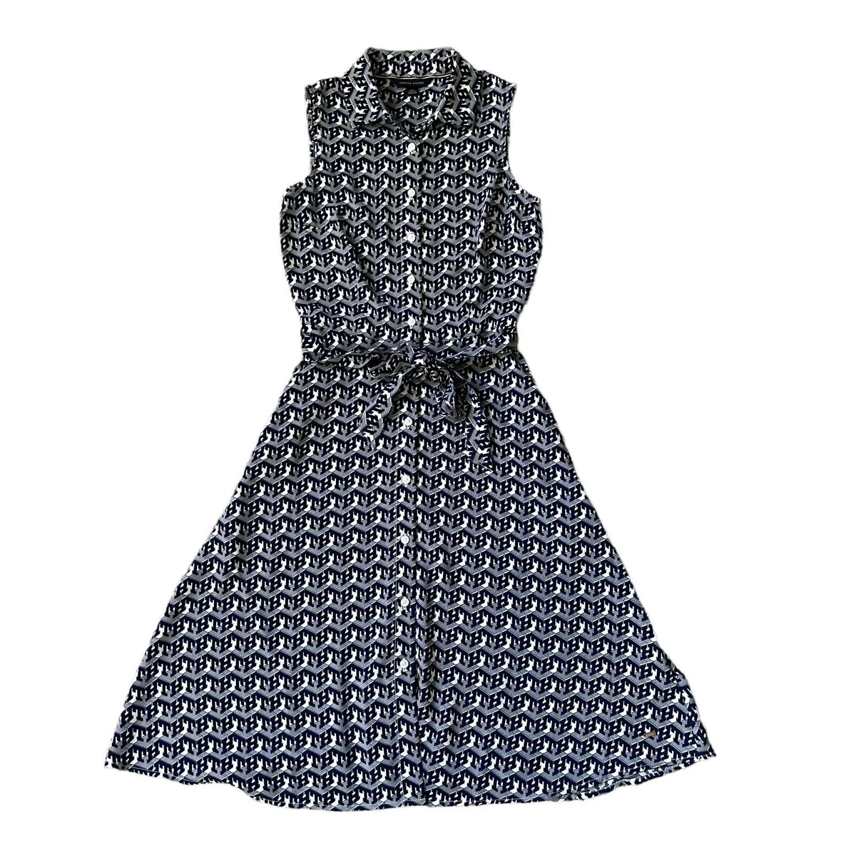 NWT Tommy Hilfiger Women s Belted HT Printed Sleeveless Summer