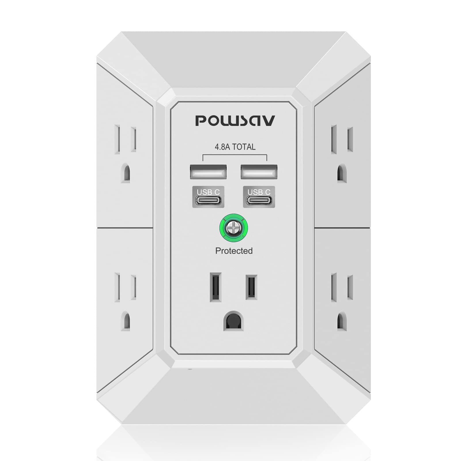 5-Outlet Power Strip with 4 USB Ports - Surge Protector for Home, Office, Sch...
