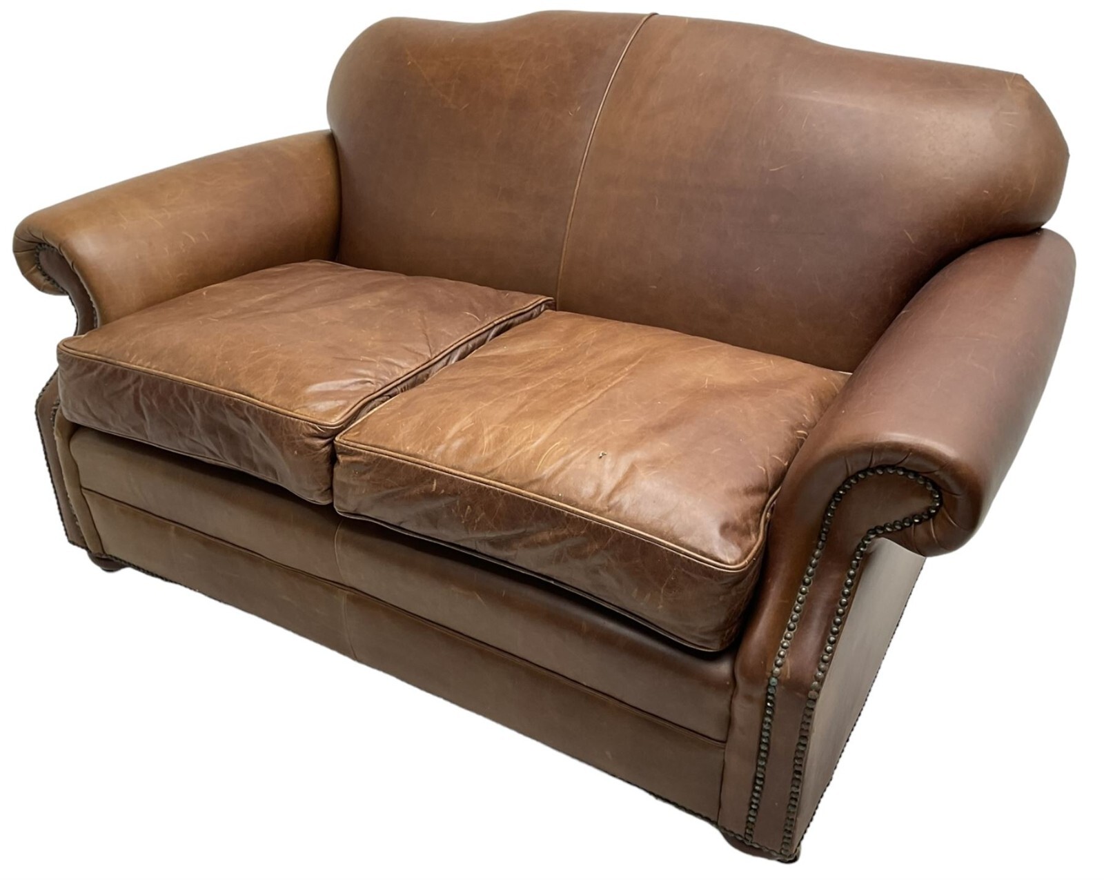 CAN DELIVER LAURA ASHLEY VINTAGE STYLE 2 SEATER TAN LEATHER SOFA eBay