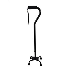 Blue Jay Black Quad Cane with Small Base Stable  Lightweight Walking Support