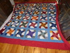Handmade Pinwheel Quilt Hand Pieced Large 102 x 102"