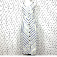 Rose And Grey Midi Dress Size Medium Button Front NWOT