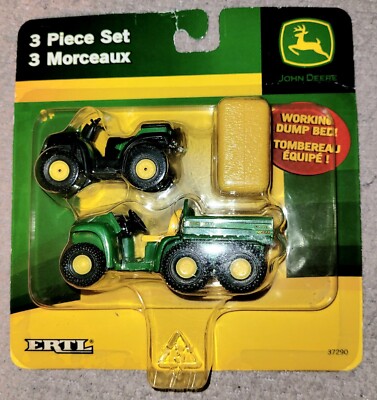 John Deere 3 Piece Set: Gator, 4 Wheeler And Hay Ertl 1:64 