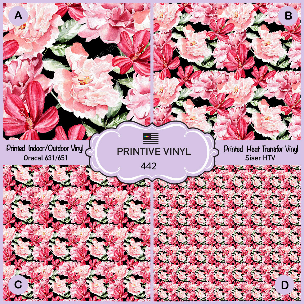 Watercolor flowers  Pattern Printed HTV, Siser, Oracal 651, Craft Vinyl- 442