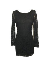 Fire Los Angeles Womens Small Black 3/4 Sleeve Lace Fitted Sheath Dress 