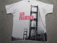 Vtg 90s SAN FRANCISCO Golden Gate Bridge T-SHIRT Mens XL Crazy Hawaii USA 1990s