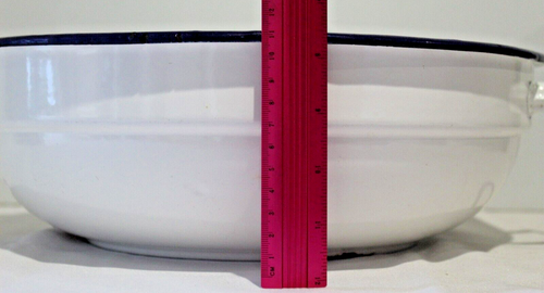 Large Porcelain Enamel Ware Tub Kitchen Cottage Basin Wash Bowl Handles Vtg VGC - Picture 8 of 16
