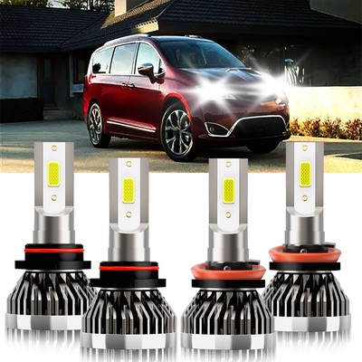 4x white LED Headlight High Low Beam Bulbs Combo For Chrysler Pacifica 2017-2020