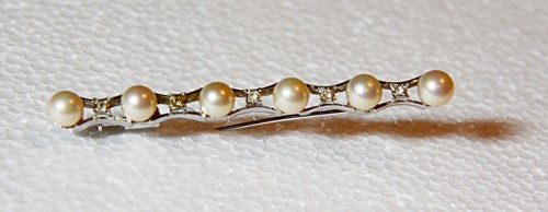 Broche Barrette Vintage Plaquée Or Avec Rubis Et Perles - Bijou Ancien, état Parfait, Référence 5527