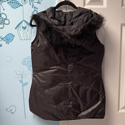 New Michael Kors Reversible Black Hooded Puffer Women's Zippered Vest Size S ! - Picture 3 of 13