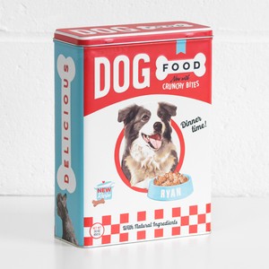 Retro Dog Food 4l Metal Storage Tin Pet Treat Biscuit Kitchen