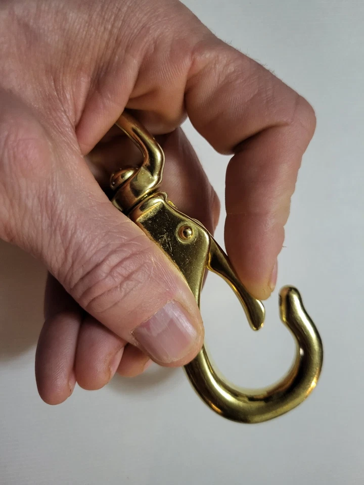 Gancho a presión de barco de latón macizo 4 9/16" de longitud 3/4" ojo giratorio bloqueo de resorte. 150 SWL Foto 3 de 4