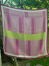 Vtg  Hot Pink  Lime Green  RUDI GERNREICH Stripes- Dots Print Silk Scarf
