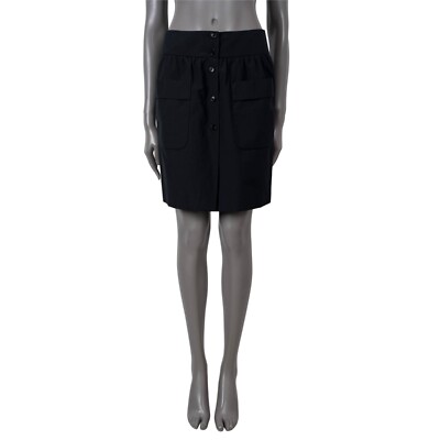 70349 auth PRADA black cotton blend PATCH POCKET BUTTON FRONT