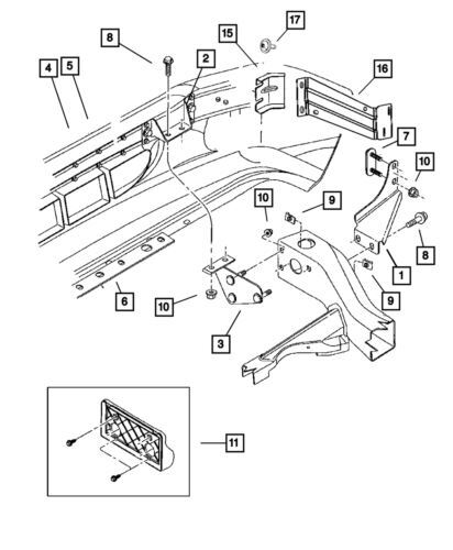Kit de placa de matrícula delantera para Dodge Durango 2002-2004 (N/P 55076597AE)