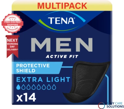 168 x TENA Men Active Fit Shield Extra Light | Incontinence Pads 12 Packs of 14