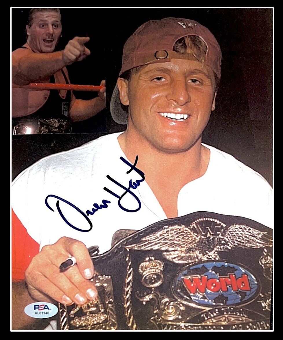 WWE OWEN HART HAND SIGNED AUTOGRAPHED 8X10 WRESTLING PHOTO WITH