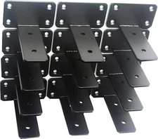 8 Pack - 4 inch Black Hidden L Shelf Bracket 1/5 Inch Thicked Iron Shelf Brac...