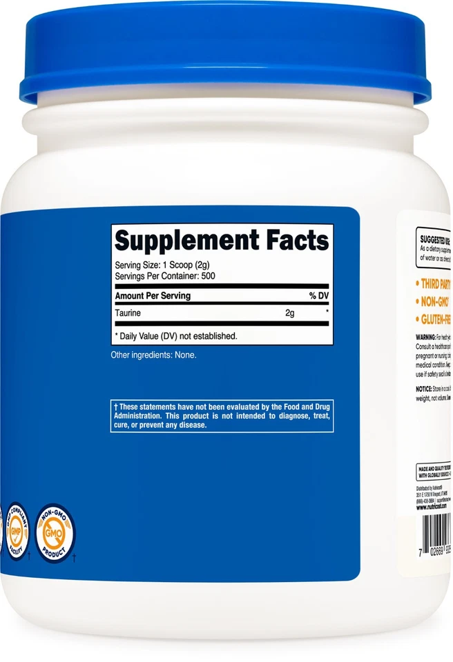 Nutricost Taurina in Polvere (1KG) - 500 Porzioni - Polvere Pura di Alta Qualità - Immagine 4 di 4