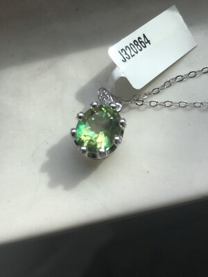 NWT Gem Treasures Green Topaz SS Pendent Necklace Michael Valetutti Fine Jewelry