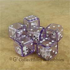 NEW Set of 6 PURPLE Double Six Sided Dice Game RPG Math Large 3/4 inch 19mm D6
