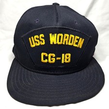 Vintage USS Worden CG-18 Navy Ship Cap AJD Made in USA Hat
