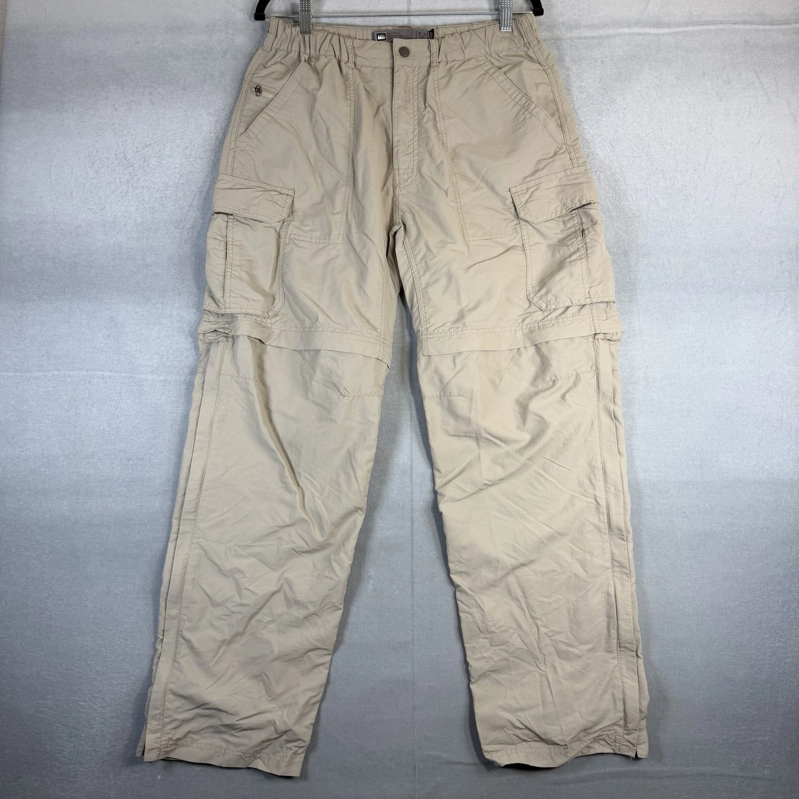 REI Sahara Convertible Pants Men’s Medx32 Beige Lightweight Hiking Outdoor Cargo