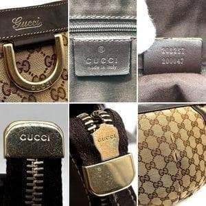 GUCCI Abbey Shoulder Bag 203257 GG Canvas Leather Logo Hardware Beige Brown Leat — image 9