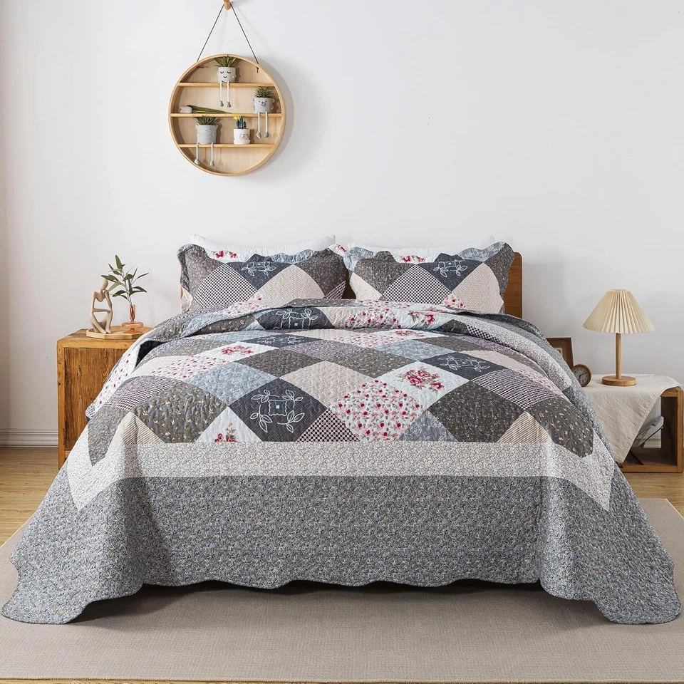 Oversized King Bedspreads Set - Rustic Grey - Image 3 of 4