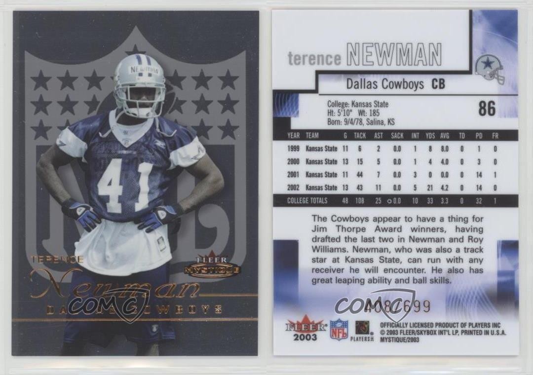 2003 Fleer Mystique 408/699 Terence Newman #86 Rookie RC 0q3 | eBay