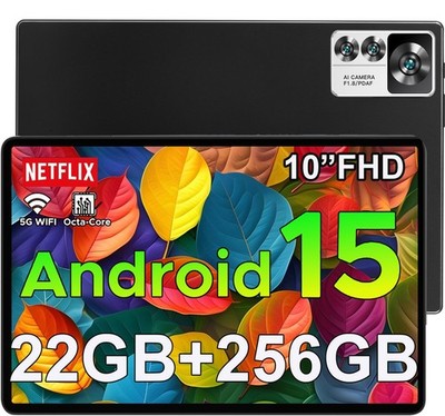 2026 Neuest Tablet Android 15 10.1 Zoll 22GB RAM+256GB ROM 8Core 5G WiFi