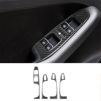 4PCS Window Lift Switch Trim Cover For Volkswagen Jetta 2011-2014 Carbon Fiber