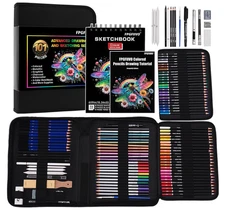 151 Pcs Sketch Art Set, Art Supplies with 3-Color Sketchbook and Tutorial
