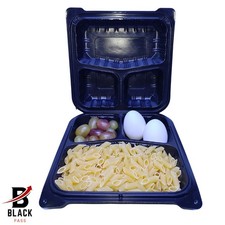 200 Ct 8x8x3 Clamshell Take Out Containers | 3 Compartment To Go Food Boxes