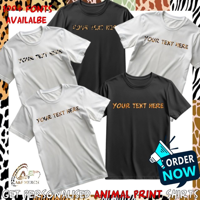 Camiseta Personalizada Con Nombre Animal De Leopardo, Cebra O Tigre 100% Algodón