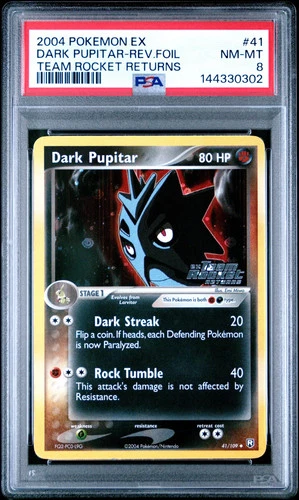 2004 Pokemon EX Team Rocket Returns Dark Pupitar Reverse Foil #41 PSA 8