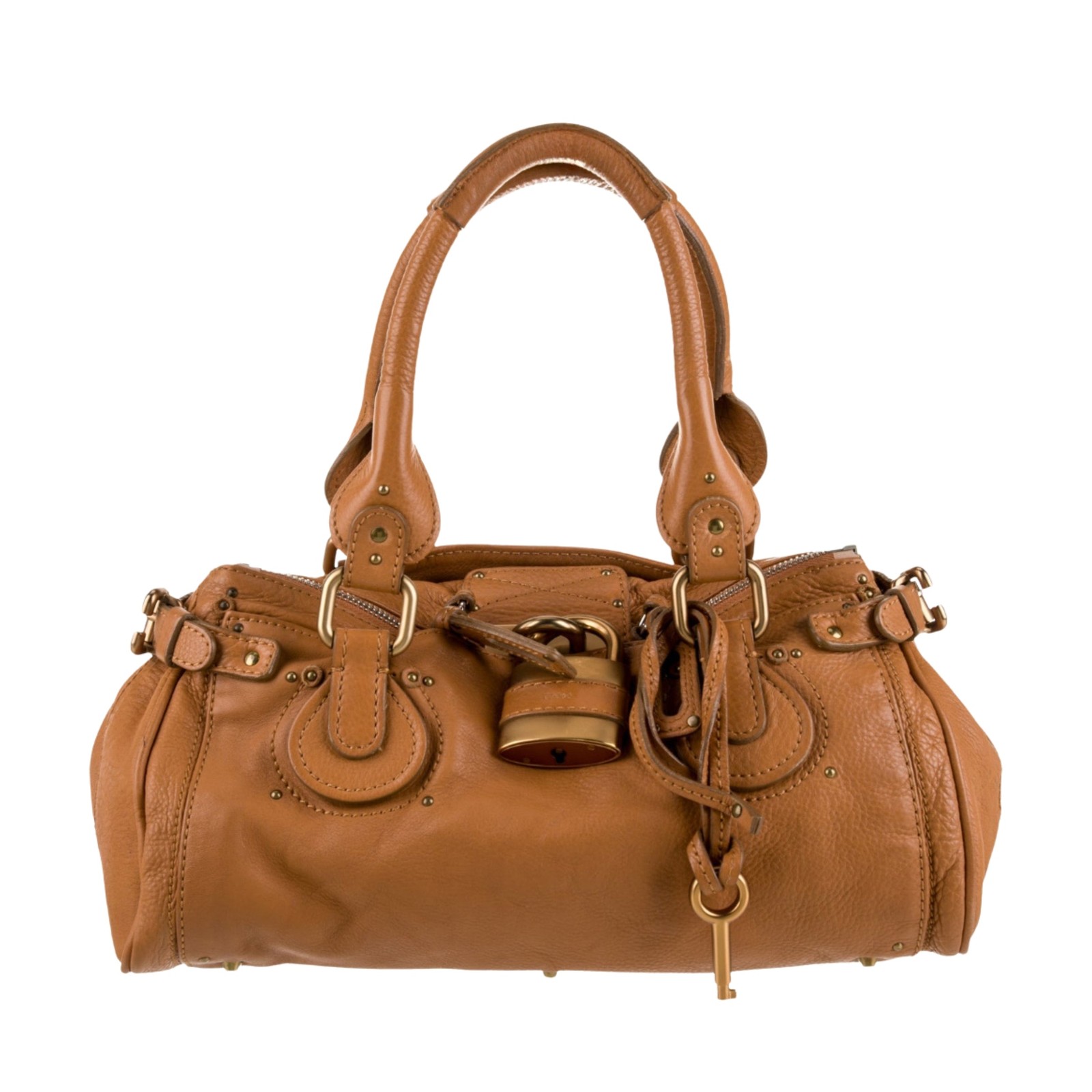 Chloé Camel Large Leather Paddington Lock and Key Authentic
