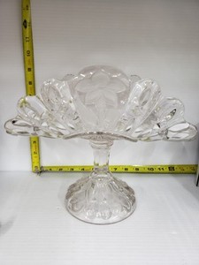 Vintage Banana/boat Glass Pedestal Dish