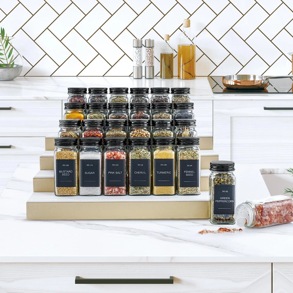 CycleMore 24 Pcs Spice Jars with Bamboo Lids 4 oz Glass 1.7*4.1 inches, White - Image 2 of 4